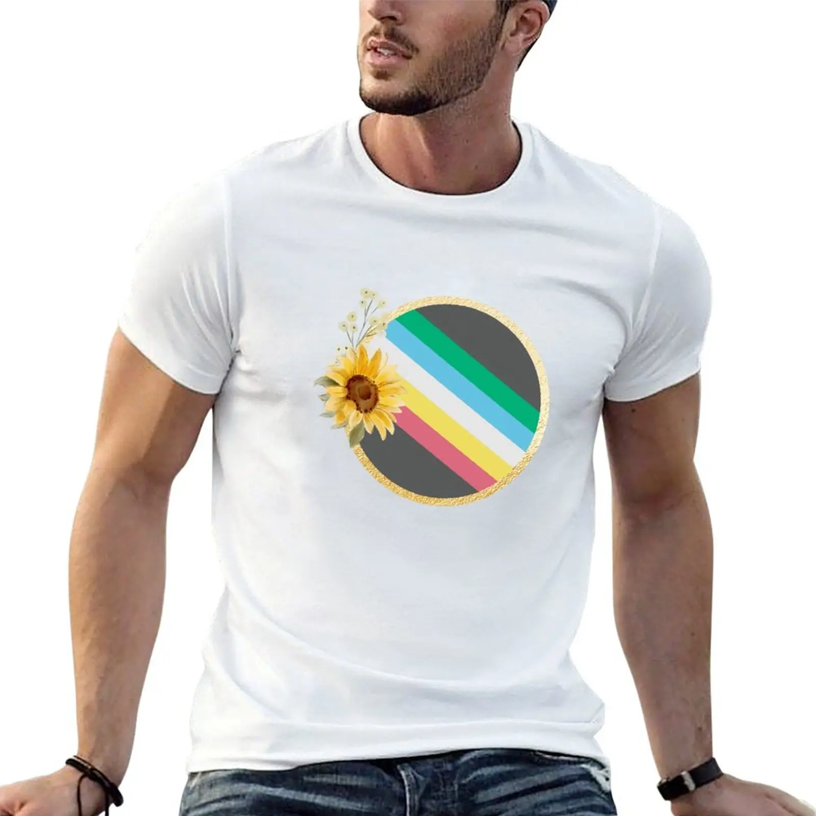 Disability flag with sunflower T-Shirt Lightweight Sport Basic T-Shirt