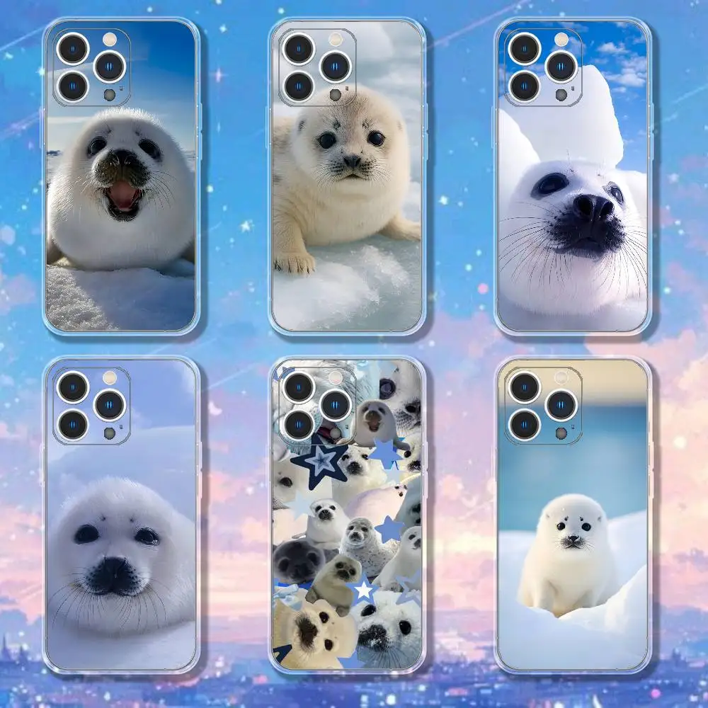 

Cute animal seal Phone Case For iPhone 17,16,15,14,13,12,11 Pro,Max,Plus,XR,Mini,E Clear Full-coverage Soft Cover