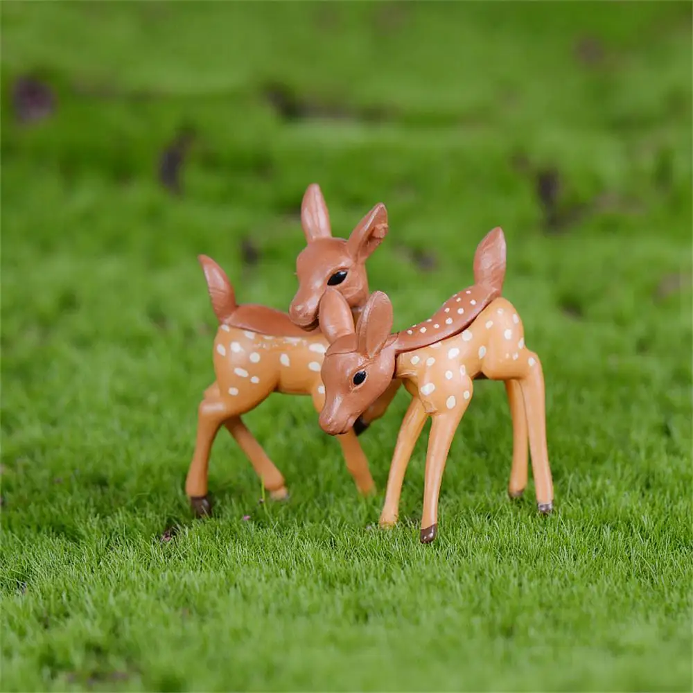 2~5PCS Set Artificial Mini Sika Deer Fairy Garden Miniatures Gnomes Moss Terrariums Resin Crafts Figurines For Home Decoration