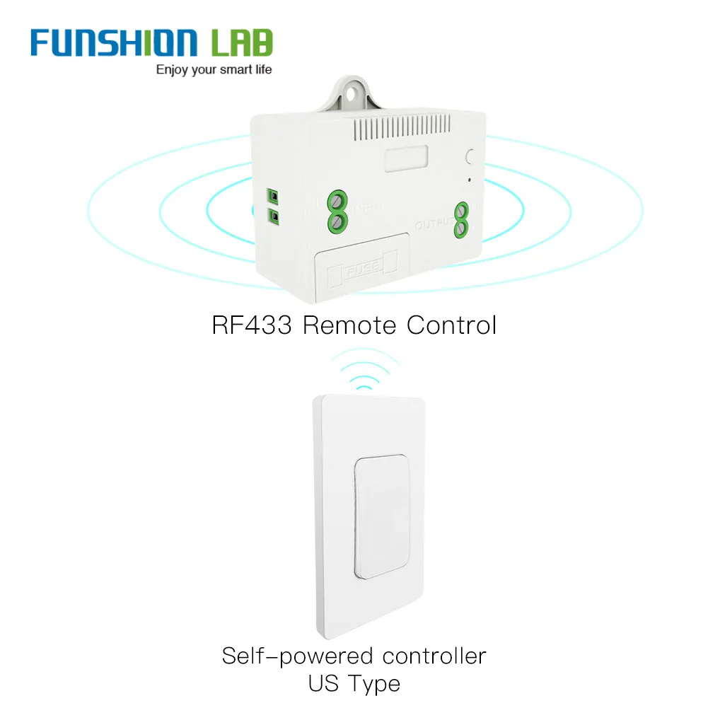 

RF433 Wireless Switch No Battery Remote Control Wall Light Switch Self Powered No Wiring Needed Wall Panel Transmitter US Type