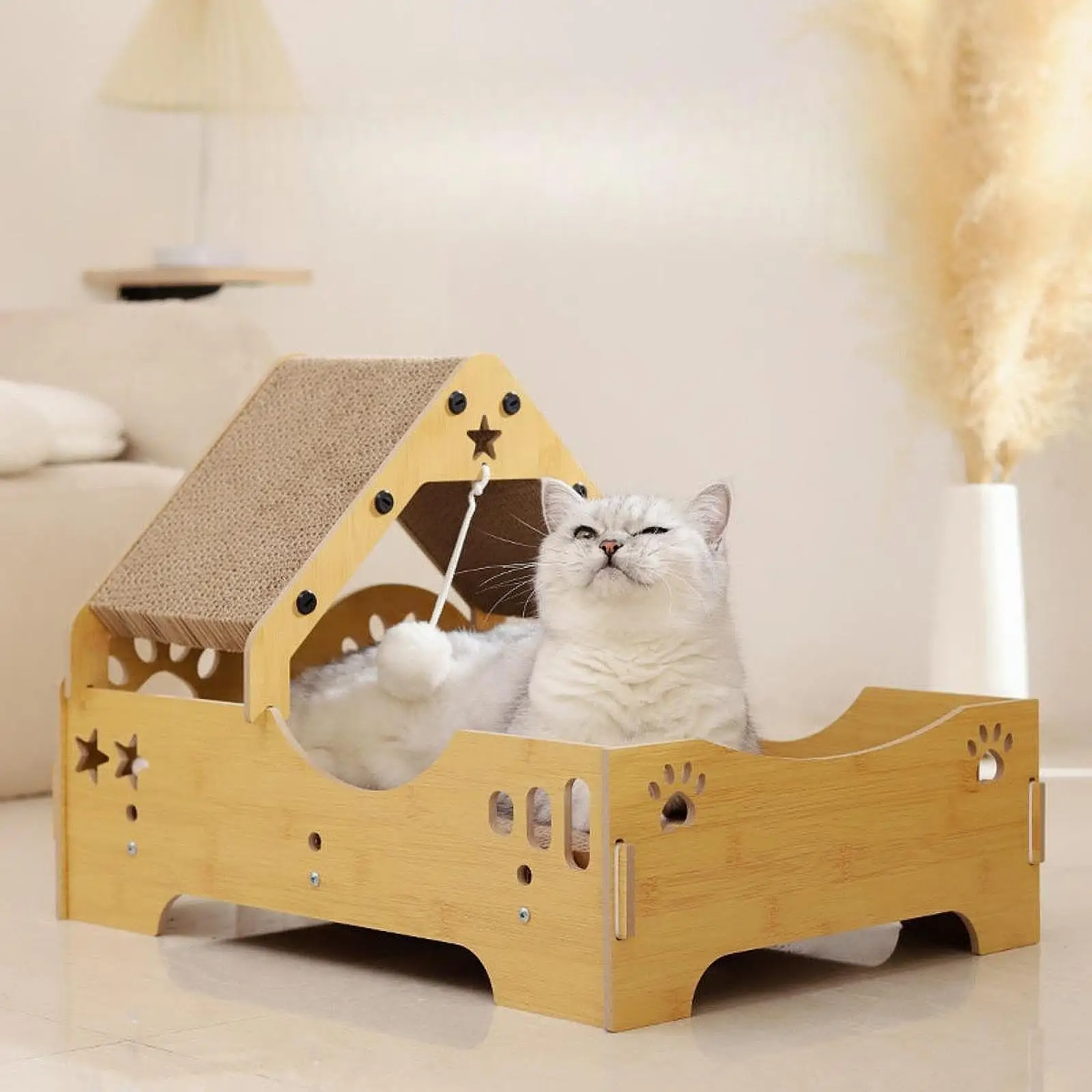 Cardboard Cat House Thickened Prevents Furniture Damage Wear Resistant Multifunctional Large for Indoor Cats Kitty Scratcher Bed