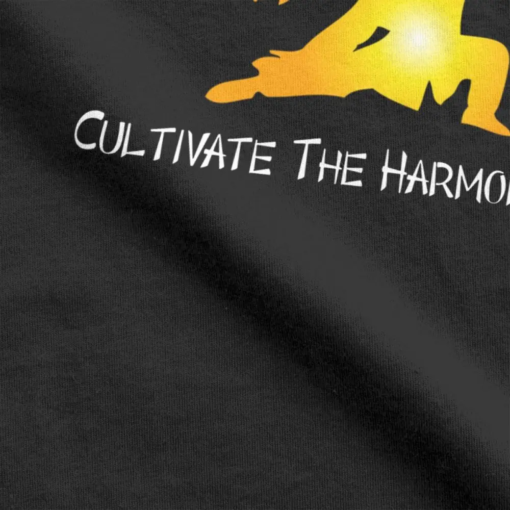 Chinese Style Men Tshirt Tai Chi Cultivate The Harmony T Shirts 100% Cotton Tops Unique Crew Neck Tee Shirt Printed T-Shirts