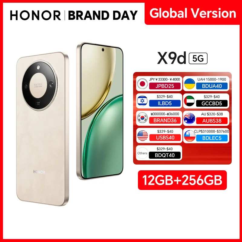 HONOR X9d Global Version 12GB+256GB 5G Smartphone 6.79'' 120Hz Screen 108MP AI Camera 8300 mAh 66W Super Charging