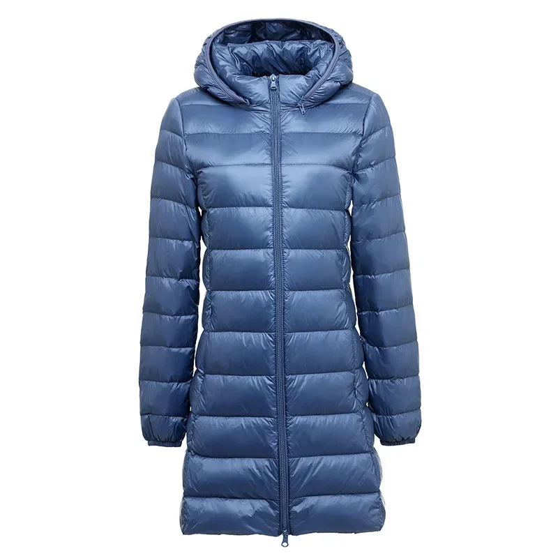 Plus Size Mom Autumn and Winter Fall Lightweight Down Jacket Female Mid-length Warm Hat Detachable Hooded Women\'s Light Jacket