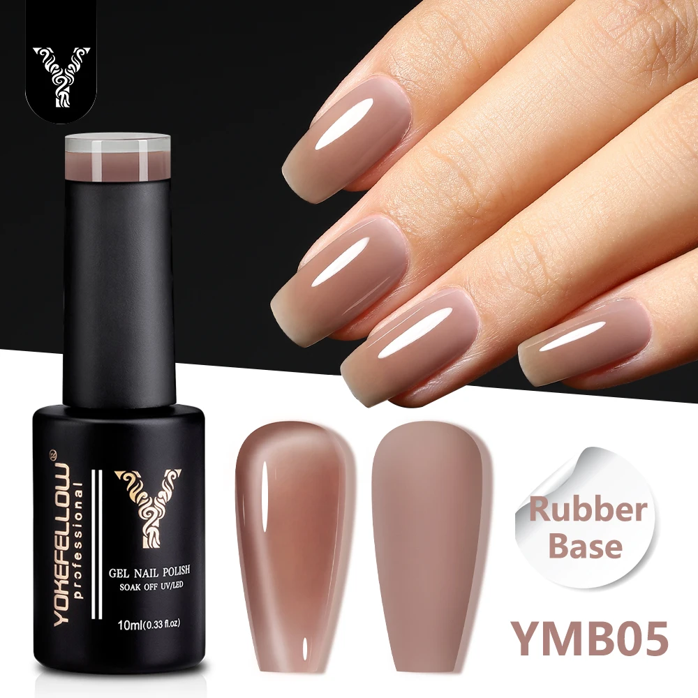 

YOKEFELLOW Rubber Base Gel Nail Polish 10ml semi-transparent Nude 4-In-1 Semi-Permanent Varnish Soak Off Self Leveling UV Gel