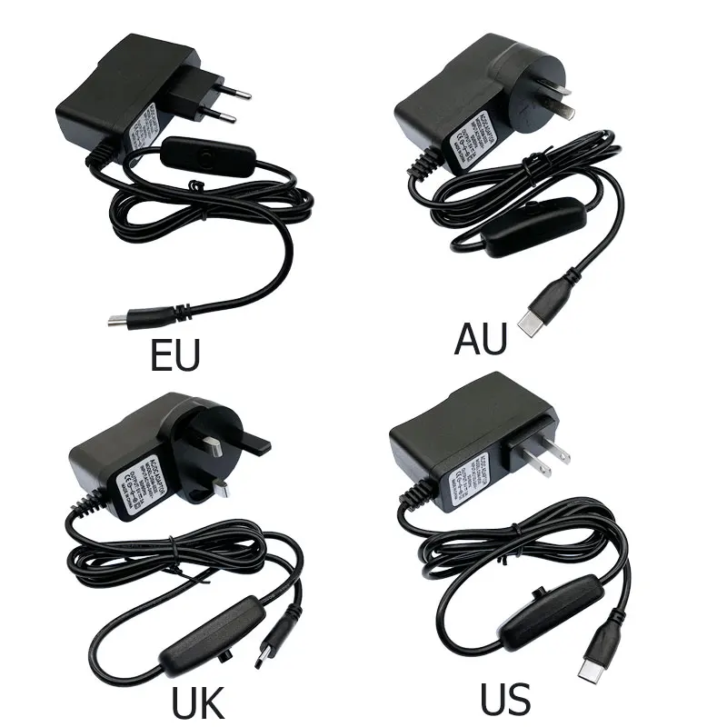 5 V 3 A Netzteil Schalter Taste Netzteil Ladegerät Typ-C USB Port 5 V Volt für Raspberry Pi 4 Modell B 4B
