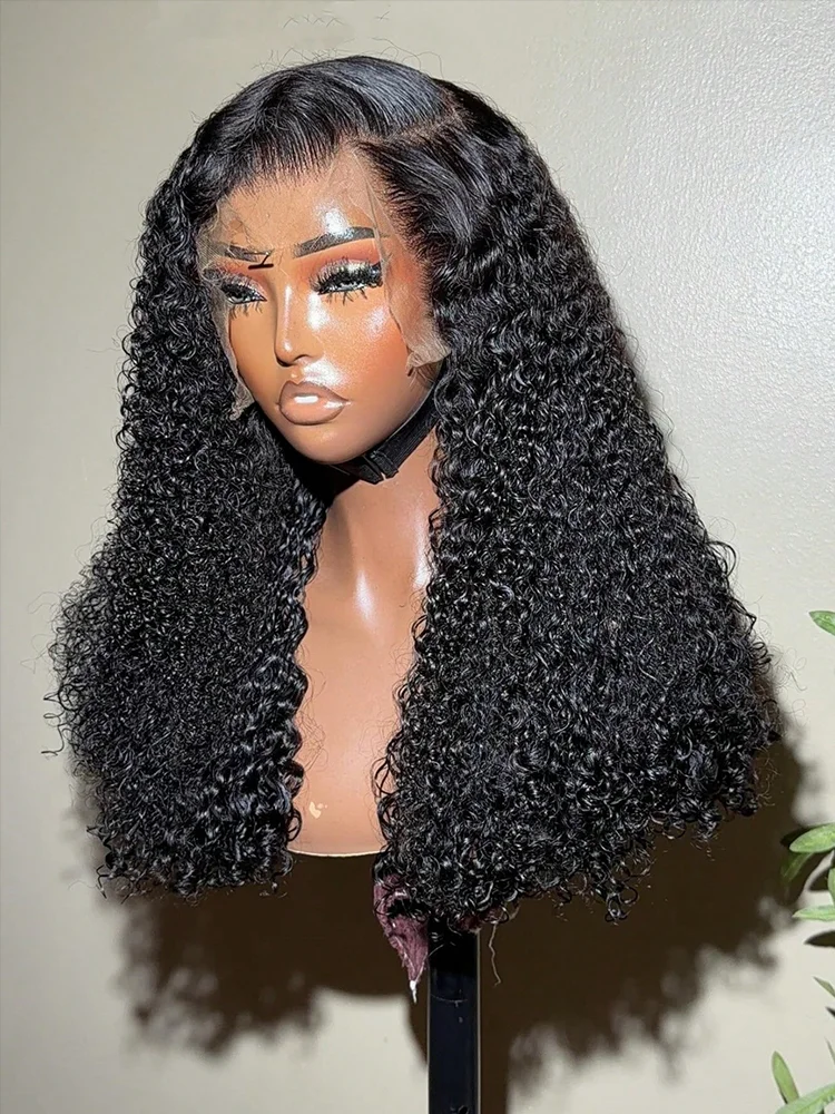 

40 Inch Jerry Curly Lace Front Wigs Human Hair 250 Density Kinky Curly 13x4 HD Lace Frontal Wigs Human Hair Pre Plucked Deep Curly Glueless Wigs Human Hair For Women Natural Black