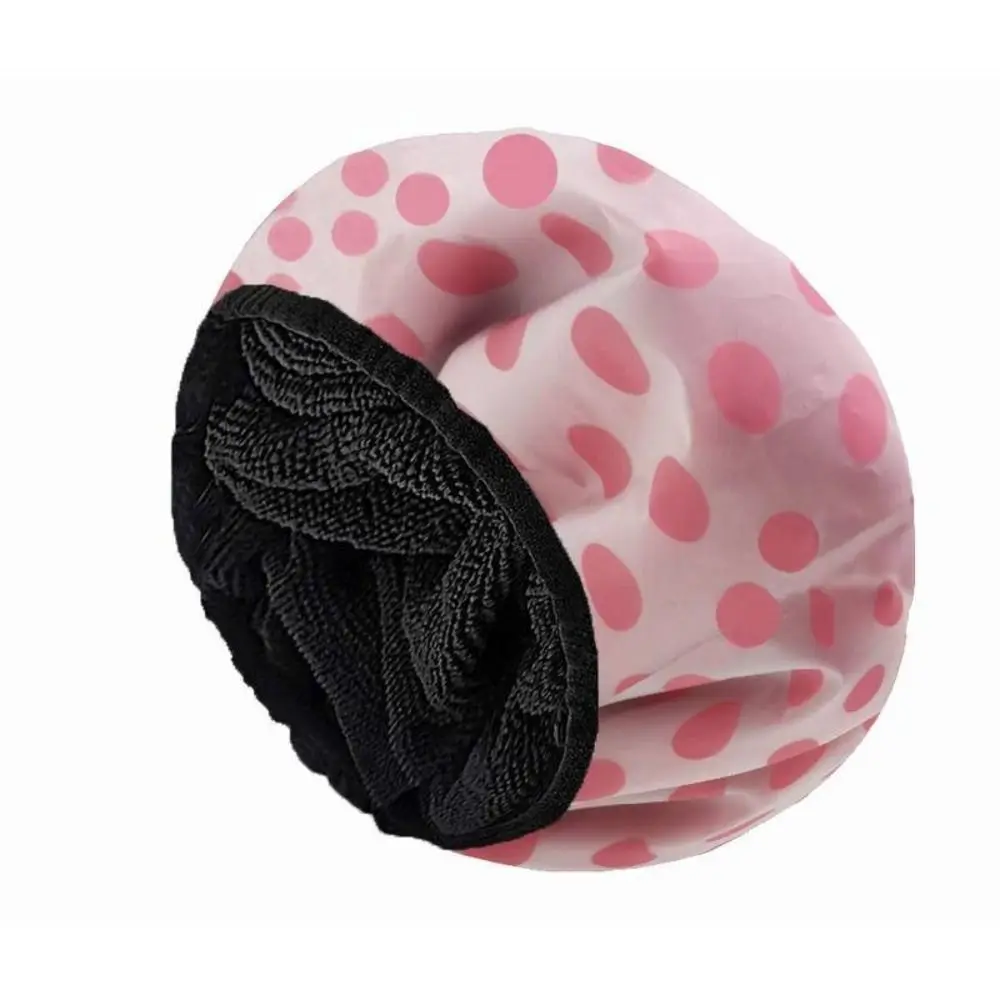 Shower Cap Terry Cloth Lined EVA Exterior Reusable Triple Layer Waterproof Large Bath Hair Cap for All Hair Hotel Travel