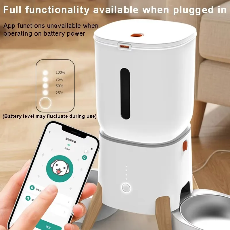 WiFi Smart Pet Feeder Automatic Cat Dog Food Dispenser 5L Large Capacity Dry Food Freeze-Dried Compatible Timer