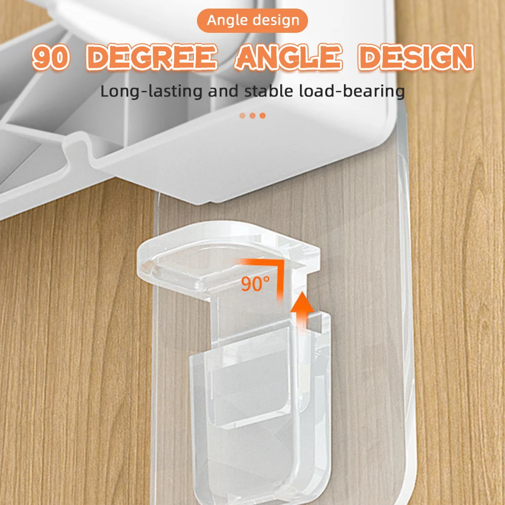 2/6/8/10/12 Kệ Hỗ Trợ Dán Chốt Tủ Quần Áo Phân Vùng Chân Đế Tủ Hỗ Trợ Kẹp Móc Treo Tường Miếng Dán cho Nhà Bếp Phòng Tắm
