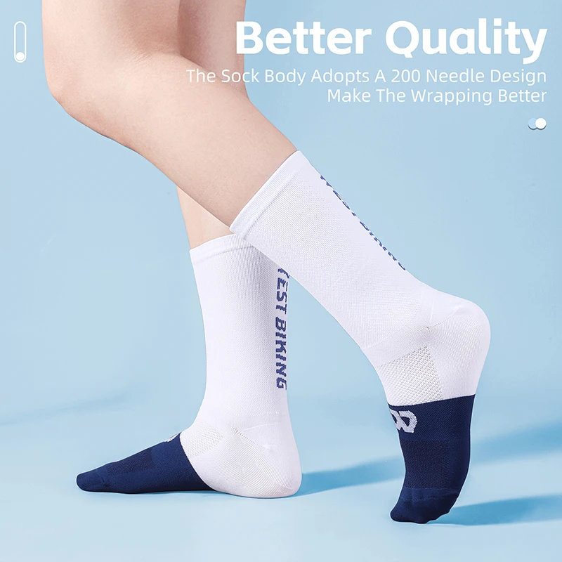 WEST BIKING Cycling Cotton Sock Sport Breathable Soft Fashion Sneakers High Elastic Middle Tube Stocking Running Accessory