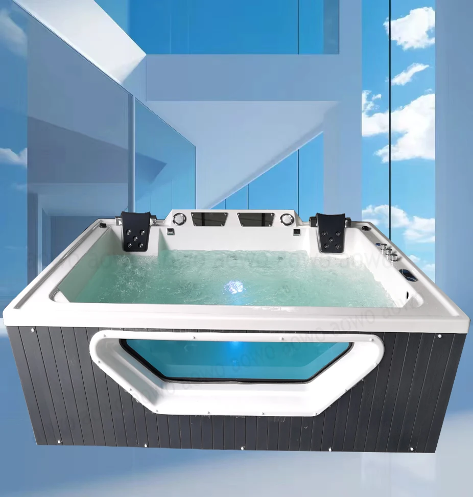 2.9*2.1m Big Size 5 Person Spa Hot Tube Outdoor Hyperbaric Oxygenation Chamber Brath Tub Heath Tub Corner Glass whirlpool Tub