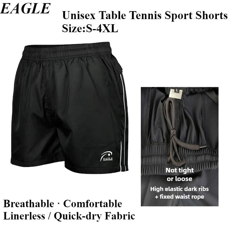 

EAGLE Men Women Table Tennis Sport Shorts Quick-dry Fabric Breathable Comfortable Unisex Ping Pong Shorts Quick Sweat-wicking