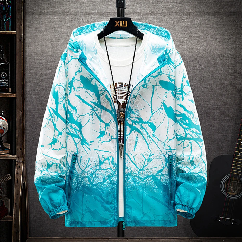 Sun-protective Jackets Plus Size 7XL Summer Thin Jacket Men Fashion Casual Fishing Jacket Thin Clothes Big Size 7XL