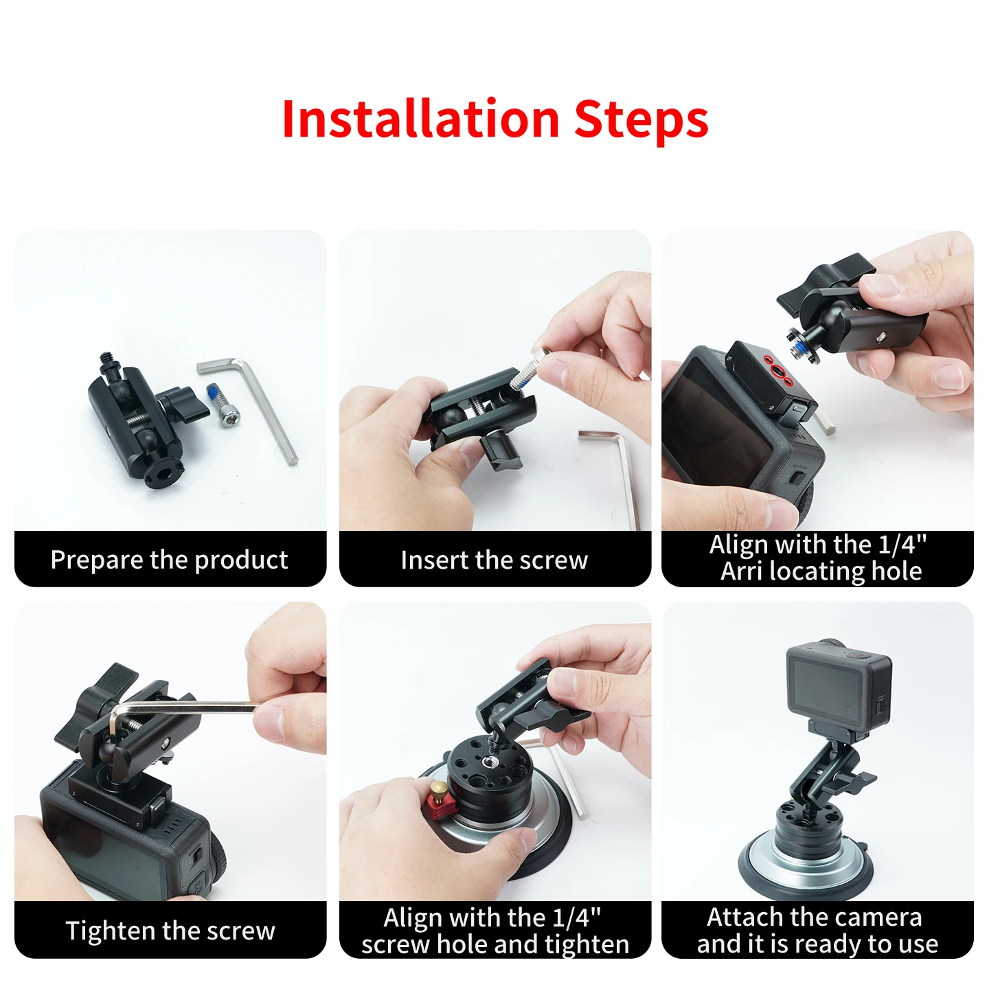 Funktionaler 17mm Kugelkopf Magic Arm Doppelkugelkopf 1/4 Zoll Schraube ARRI für DJI GoPro Insta360 Action-Kamera Handy-Verlängerungshalterung – Detail 3