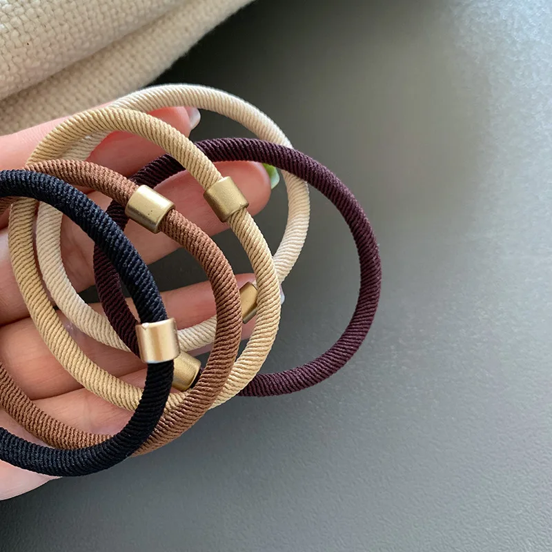

Korean Woman Durable Threaded gold buckle Hair Ties Elastic Hairband Girls Rubber Band Ponytail Holders Scrunchies Hair Rope