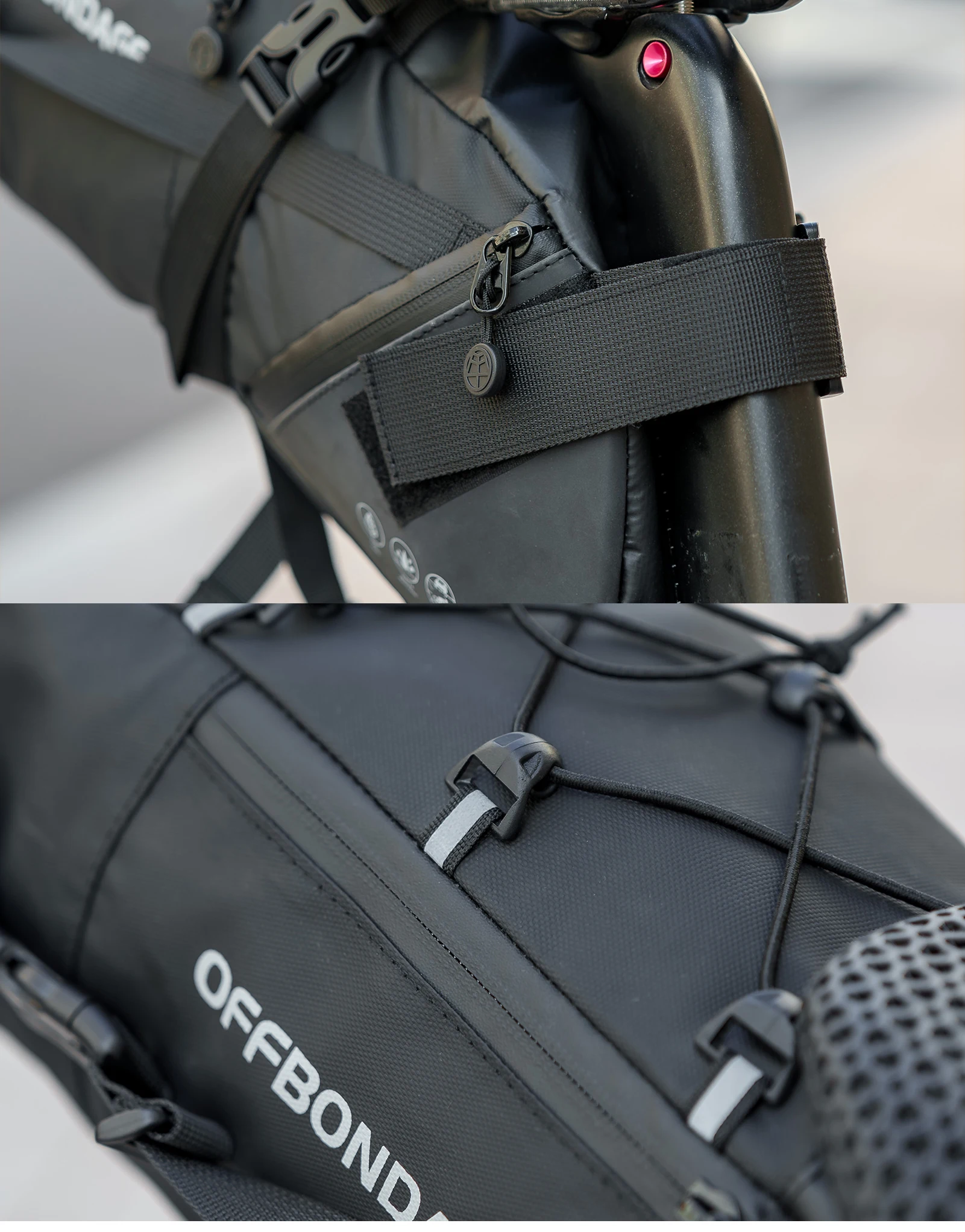 OFFBONDAGE Fahrrad-Satteltasche, wasserdicht, 15 l, großes Fassungsvermögen, Fahrradtasche, Radfahren, Hecktasche, MTB, faltbare Hecktasche, Fahrrad-Straßengepäck – Detail 11