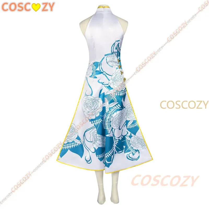 

qq681Oshi No Ko Ai Hoshino Косплей Костюм Парик Синий Белый Cheongsam Женское Платье Наряд B-Komachi Хэллоуин Вечеринка Ролевые Игры