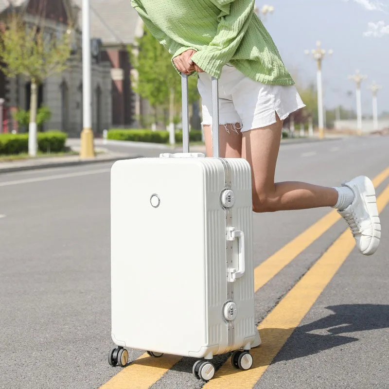 New Suitcase Aluminum Frame Universal Wheel Rolling Luggage Round Combination Lock Trolley Case Suitcases Travel Large Capacity