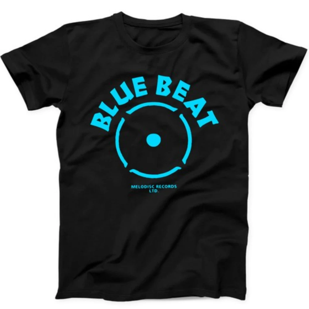 Blue Beat Records T-shirt, R&B Ska music label, retro cool gift T-shirt, pure cotton couple's streetwear shirt for all seasons.