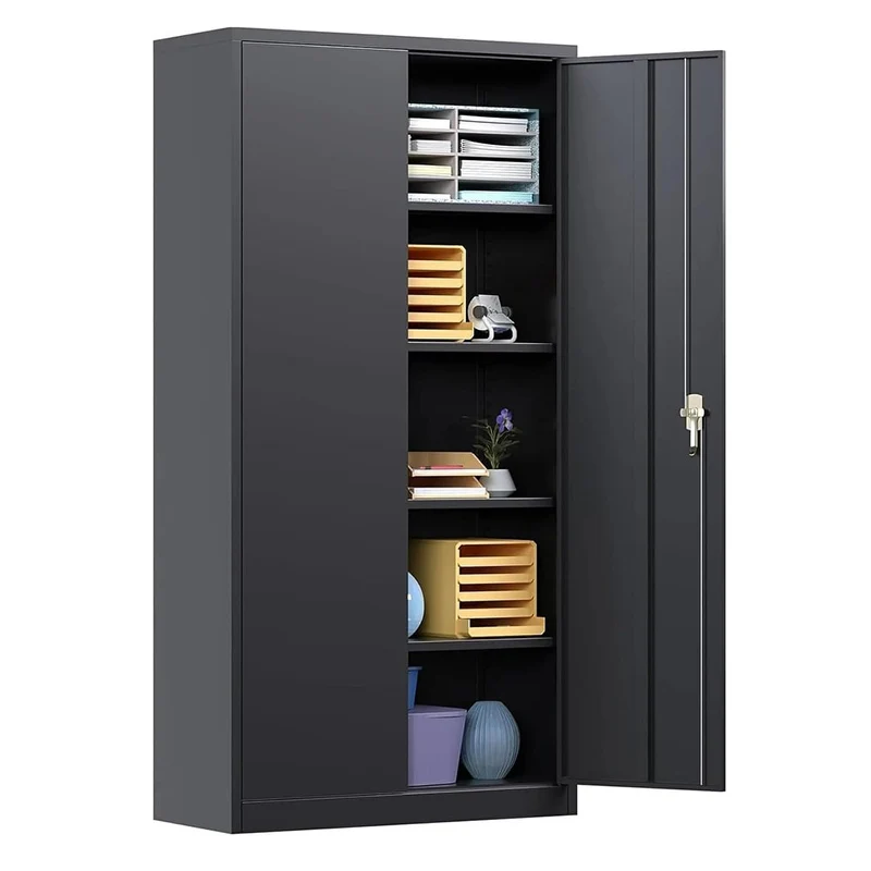 #￥Steel Lockable Document Filing Cabinet with Key Lock Knocked-down Structure for Workshop Warehouse & Home Office Storage