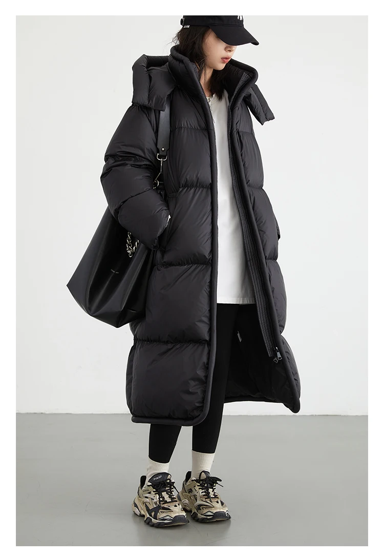 CHIC VEN Women Long Down Coats Hooked Loose New Solid Woman Down Jacket Thick Soft Warm Female Overcoat Autumn Winter 2025
