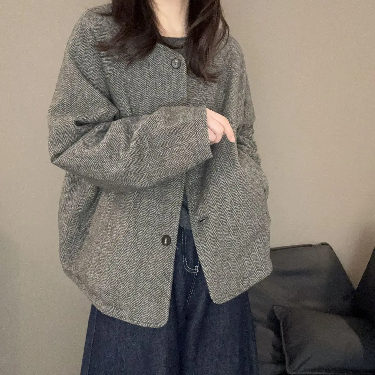 

Хлопковая куртка с круглым вырезом, художественное зимнее пальто в стиле ретро, свободная новая универсальная повседневная темпераментная хлопковая куртка, короткий топ для женщин