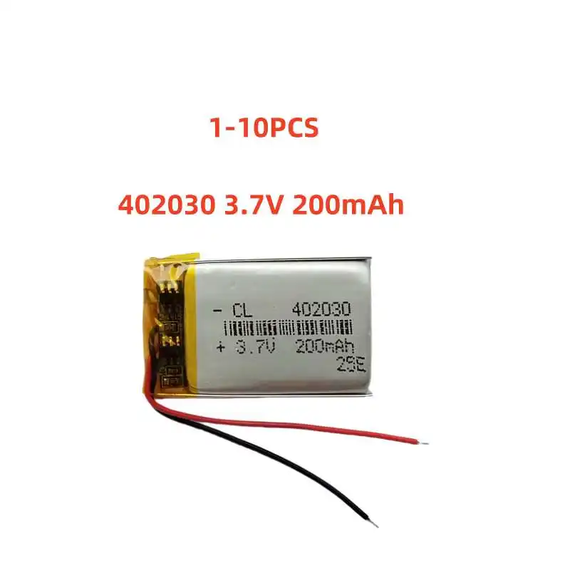 

402030 3.7V 200mAh Small Size Lipo Rechargeable Battery Lithium Polymer For MP3 Bluetooth MID headset headphone video pen