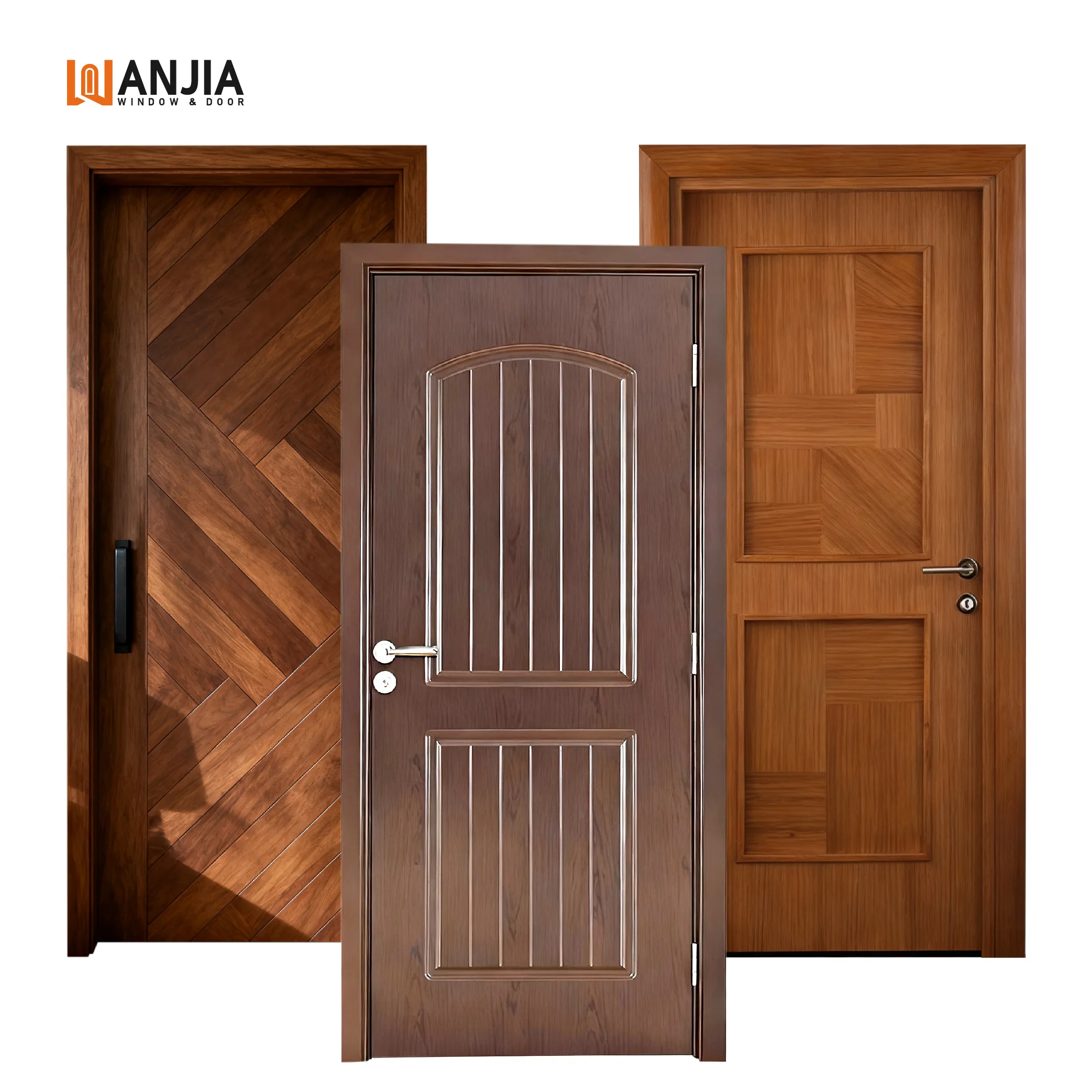 Low Moq Customized Style House Interior Wooden Doors Fire Resistant Front Single Door