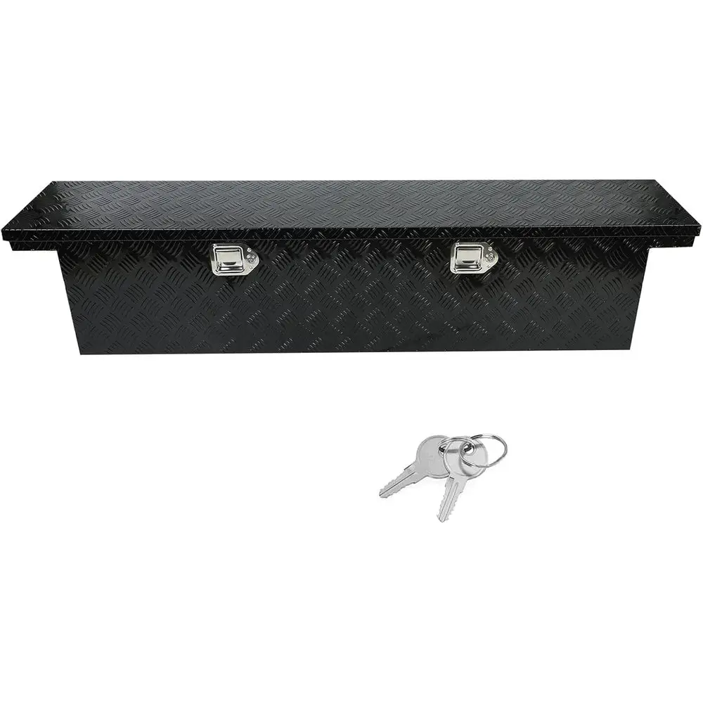 

Heavy-Duty 63 x 12.2 x 11.8 Pickup Truck Bed 5-Bar Tread Tool Box with Lock & Key for Adventure Storage
