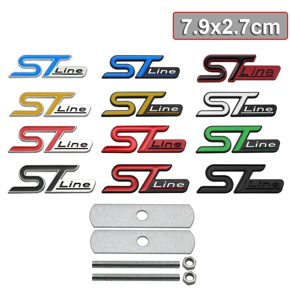 ST Line Emblem Car Front Grille Badge Styling Decoration for Taurus Explorer Fiesta Focus Mondeo Kuga Ranger Mustang Escort