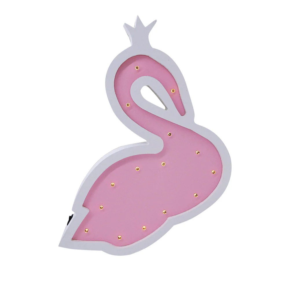 أضواء ليلية بجعة خشبية LED ديكور يعمل ضوء الليل غرفة الحضانة الجدول مصباح ديكور المنزل هدية الكريسماس