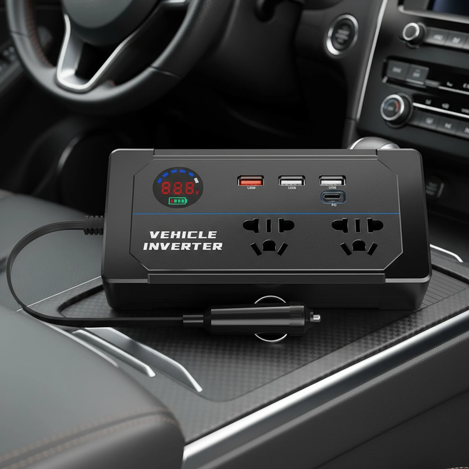 

Автомобильный инвертор мощностью 200 Вт с 2 розетками переменного тока, 3 портами USB и PD Type-C, 12 В, 24 В постоянного тока в переменный ток, 110 В, 220 В, автомобильный преобразователь мощности для транспортных средств