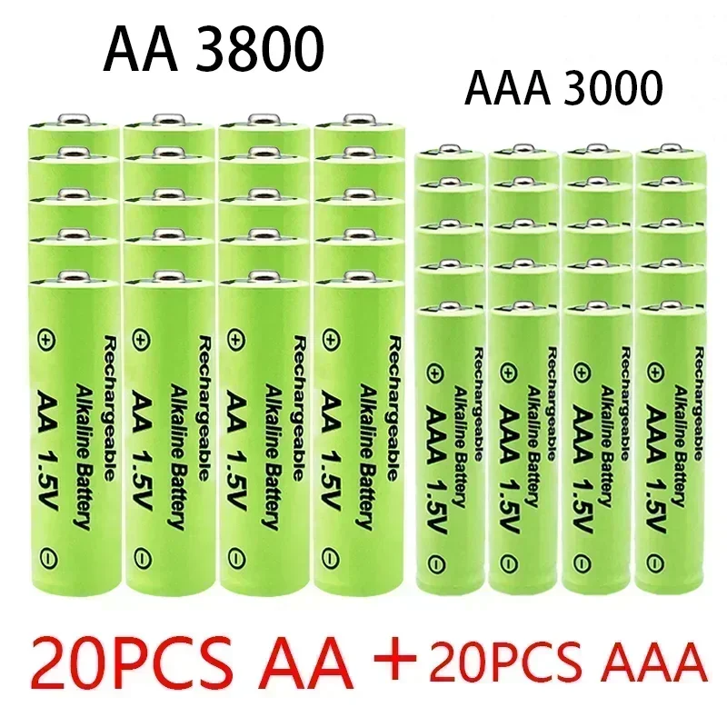 1.5V AA + AAA NI MH Rechargeable AA Battery AAA Alkaline 3800-3000mah For Torch Toys Clock MP3 Player Replace Ni-Mh Battery