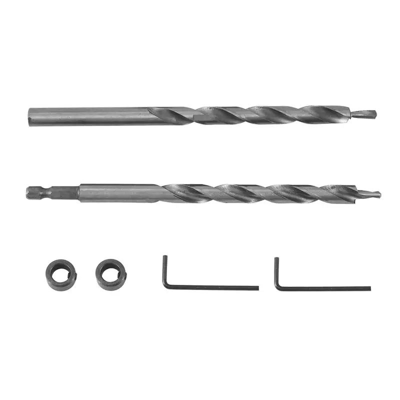 

ABAH-3/8 Inch Pocket Hole Drill Bit With Depth Stop Collar 1/4 Hex Shank Replacement Twist Step Drills For Kreg Manual Pocket Ho