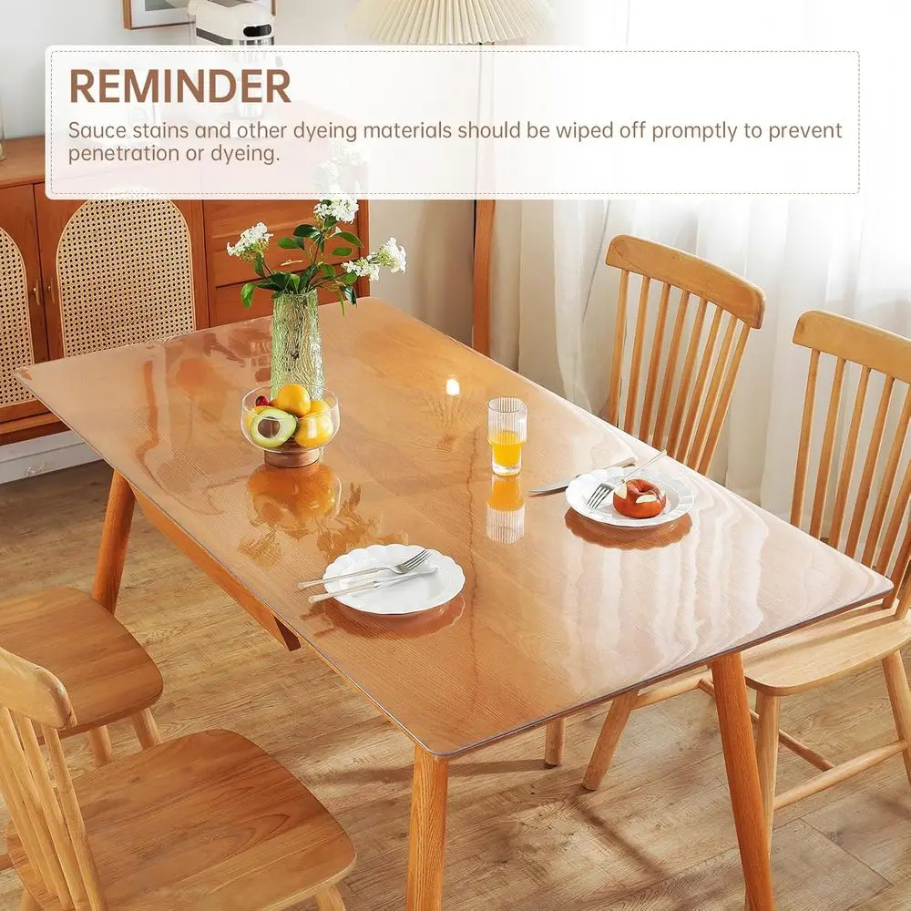 Pelindung Meja Transparan Tebal 2mm, Pelindung Penutup Meja Transparan 48x84 Inci, Penutup Meja Plastik, Alas Meja Transparan, Pelindung Meja