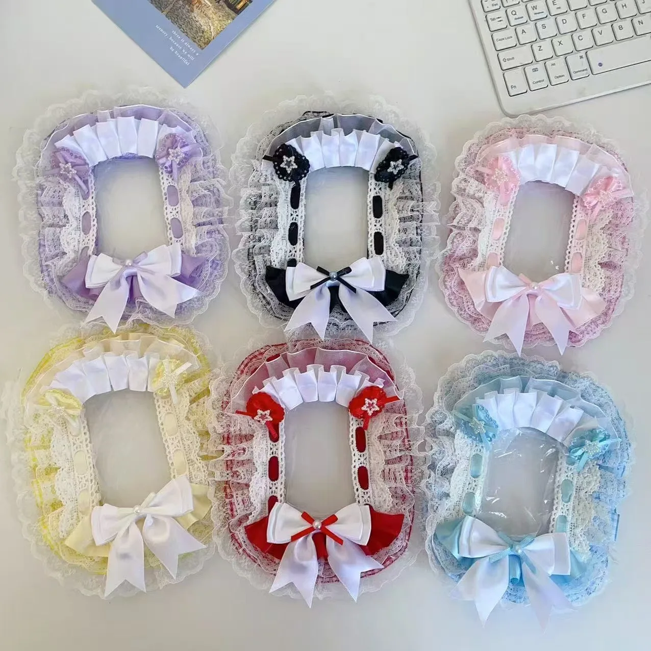 

Ins бант в балетном стиле, милый кружевной держатель для фотокарт Kpop, подвеска из ПВХ «сделай сам», фотокарточка для девочек, украшает держатель для карт, защитный чехол