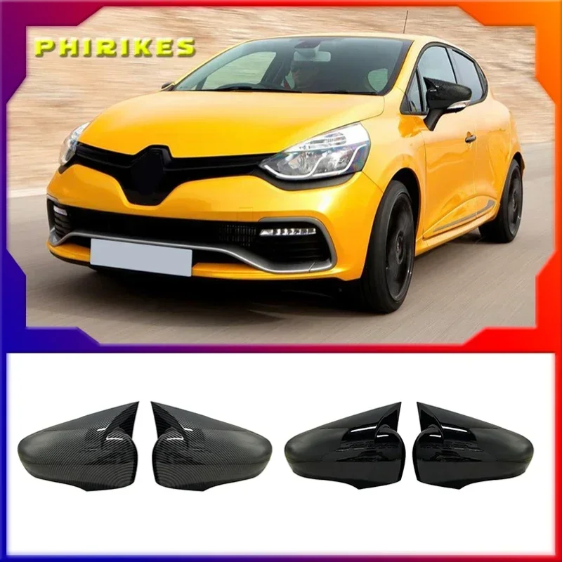 

Для Renault Clio 4 IV 2012-2020: Накладки на боковые зеркала в стиле RS GT, глянцевый черный, тюнинг, дизайн Bat Sport