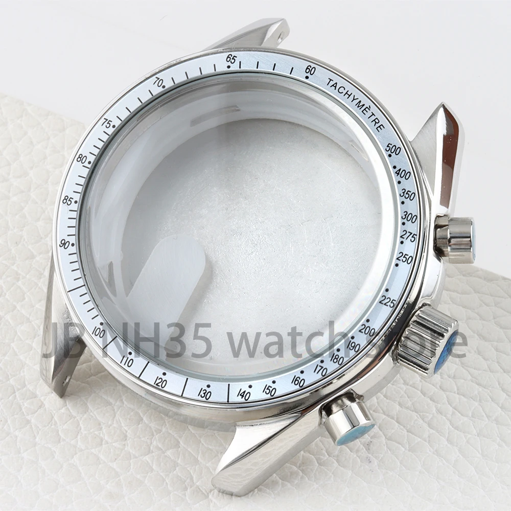 

40mm VK63 Case Silver Solid 316L Stainless Steel 10ATM Waterproof Watch Case for Chronograph VK63 VK64 Movement 32.5mm Dial