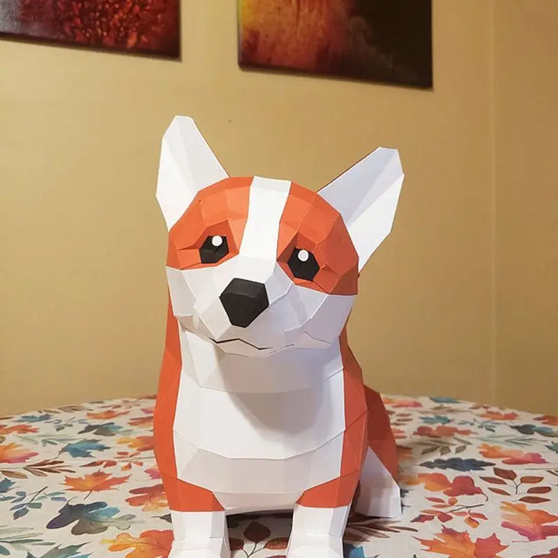 44cm Corgi Paper Model Home Decor Room Ornament Desk Decoration Pet Dog Animal Papercraft 3D DIY Creative Puzzles Hand Made Toys