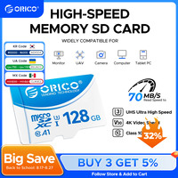 ORICO T3 128GB microSDXC UHS-I Memory Card, 70MB/s Read, 60MB/s, 4K UHD Recoding, U3, Class10, V30, A1, Micro SD for Camera