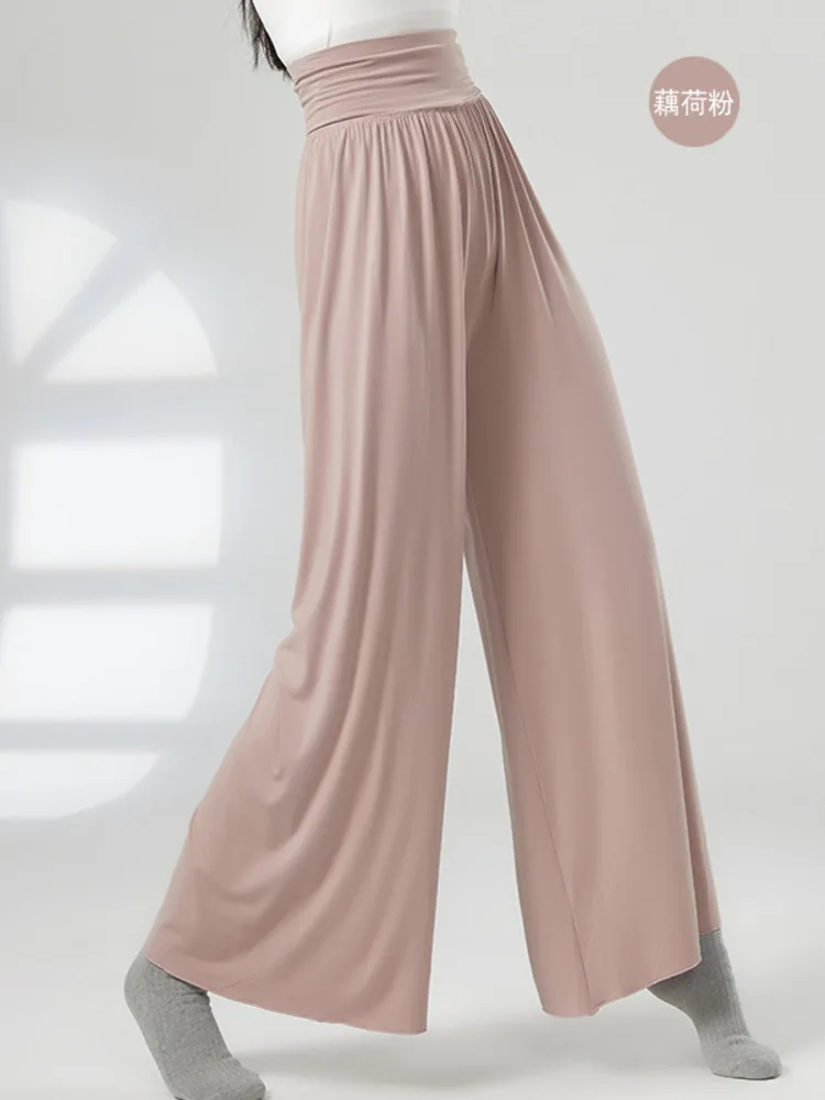 Traje de línea de baile moderno para mujer, pantalones de fiesta de escenario latino, pantalones sueltos de calle simples y elegantes, pantalones formales de pierna ancha, Color sólido