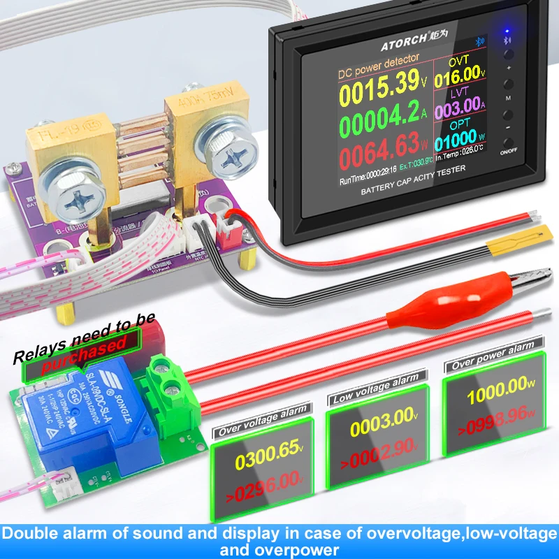 DC8-240V/0~1000A DT24PW Digital Display DC Power Supply Voltmeter Ammeter Battery Capacity Tester Battery Fuel Gauge Meter