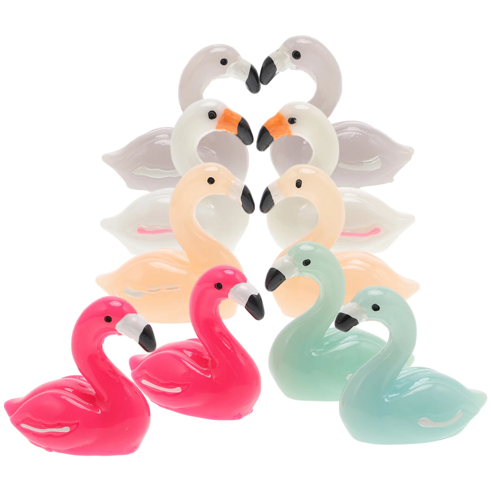 

10pcs Flamingo Decoration Mini Garden Pink BlueRed Purple White Resin DIY Accessories Plastic Figurines Animal Toys Gardening
