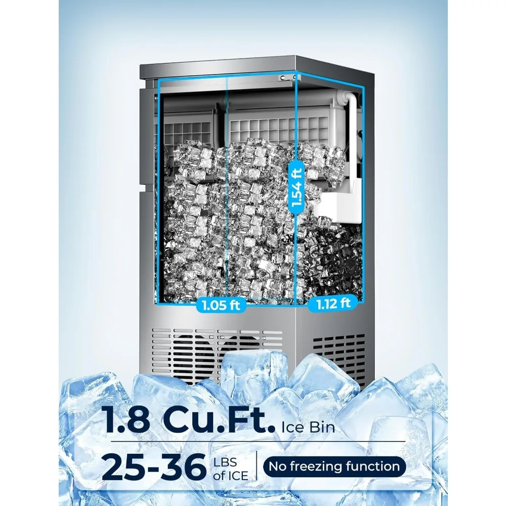 HAOYUNMA Sob Contador Máquina Ice Maker, Freestandi, Atualizar 36 lbs Capacidade De Armazenamento, 150Lbs/24H