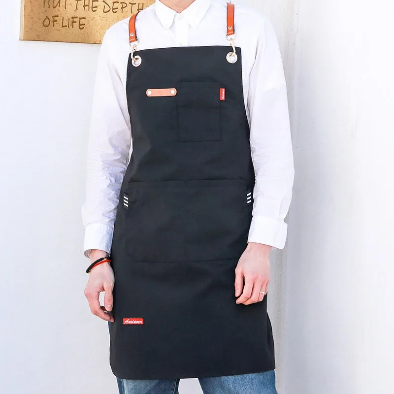 Thick Canvas Aprons for Woman with Pockets Gardening Waterproof Coffee Salon Working Labor Protection Kitchen Apron for Men