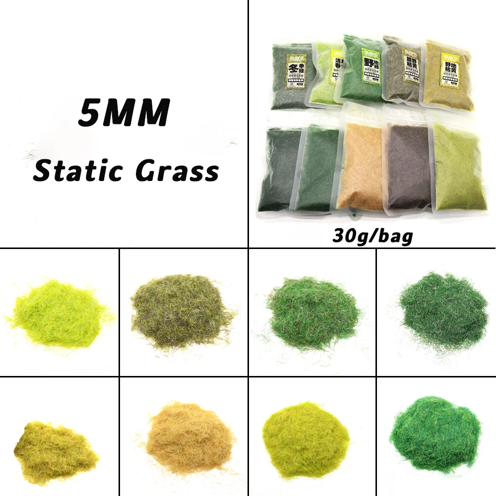 30g/bag 5mm Static Grass Tuft DIY Model Making Flocking Nylon Lawn Powder Military Scene Layout Garden Decoration for Diorama