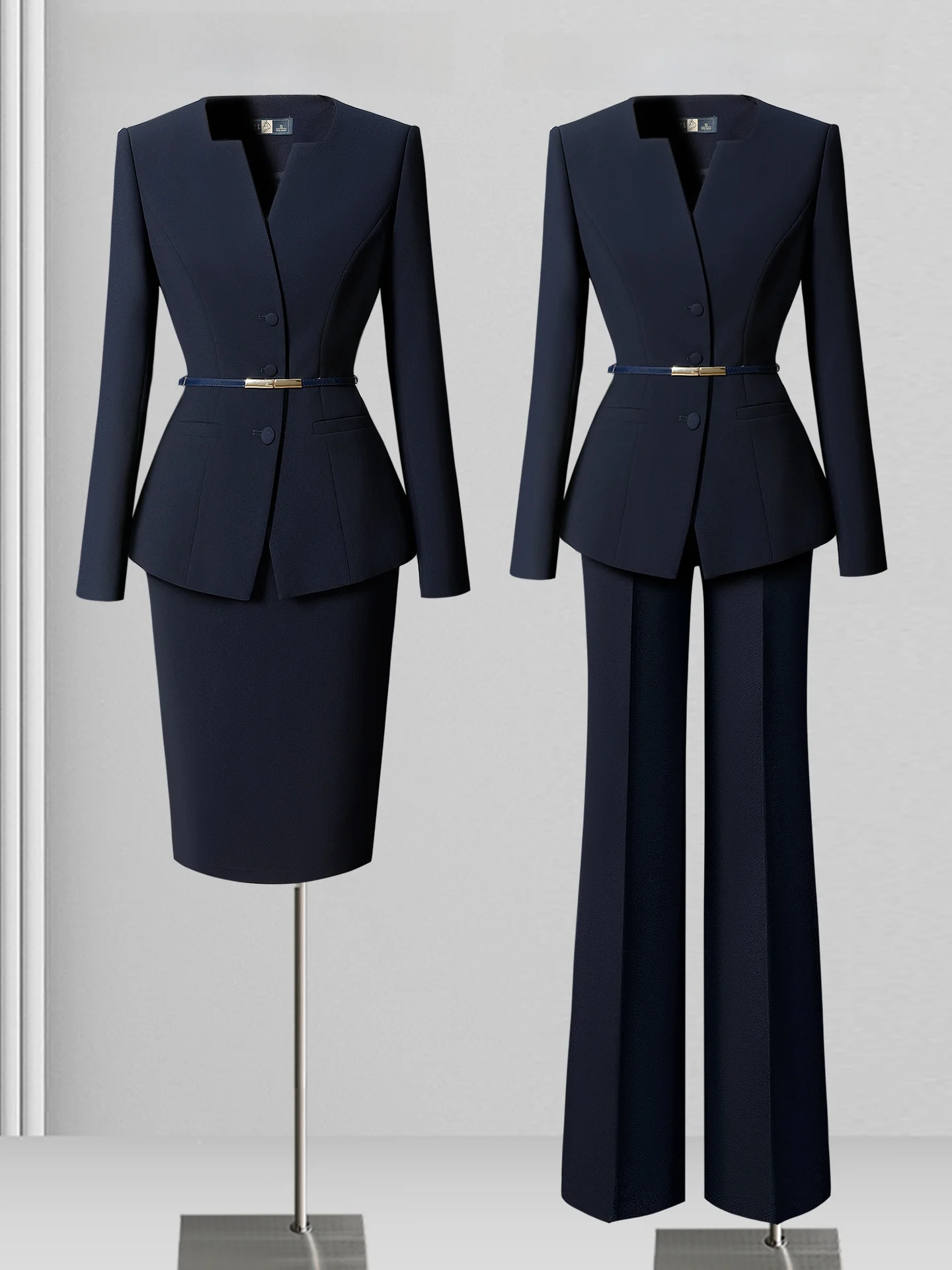 Professional Women's Autumn Winter Suit Set Slimming Waist High Quality Work Uniform for Front Desk Sales Jewelry Store