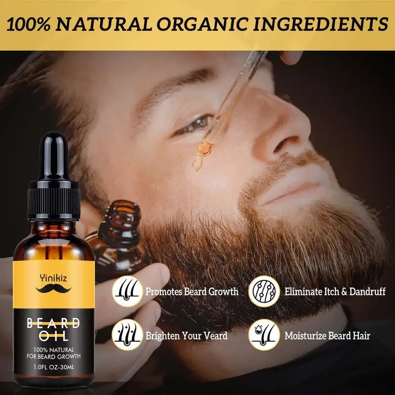 Aceite de barba hidratante Natural para hombres, acondicionador para la piel seca y escamosa, alivia la barba, 30ml