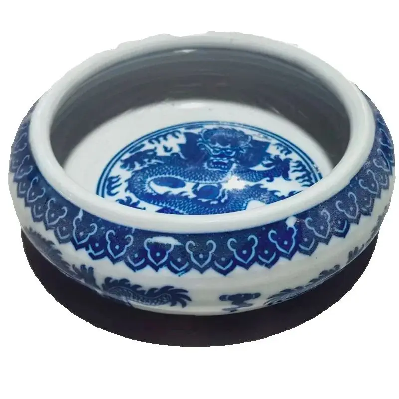 

Китайский старый фарфор, синий, белый дракон, ручка для каллиграфии, мытье блюда, декоративный предмет ручной работы, винтажный стиль